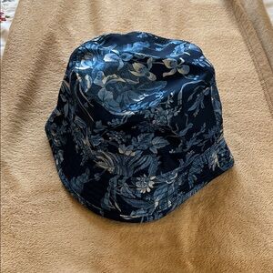 Talbots Navy Blue Floral Rain Bucket Hat
